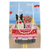 Grenz Collie Dog Valentine's Day Lkw Herz Mittlere Geschenktüte (Rückseite)