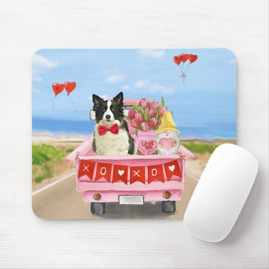 Grenz Collie Dog Valentine's Day Lkw Herz Mousepad (Mit Mouse)