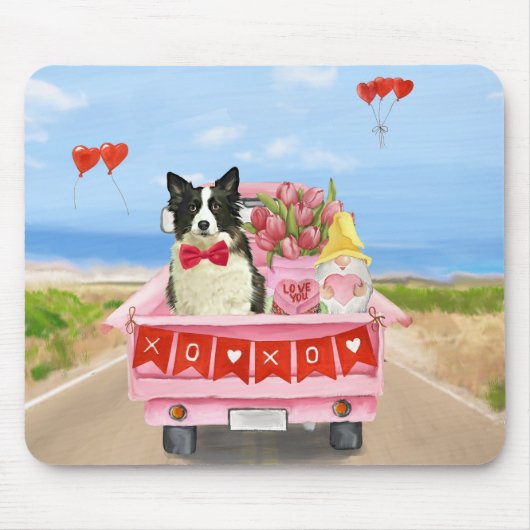 Grenz Collie Dog Valentine's Day Lkw Herz Mousepad (Vorne)