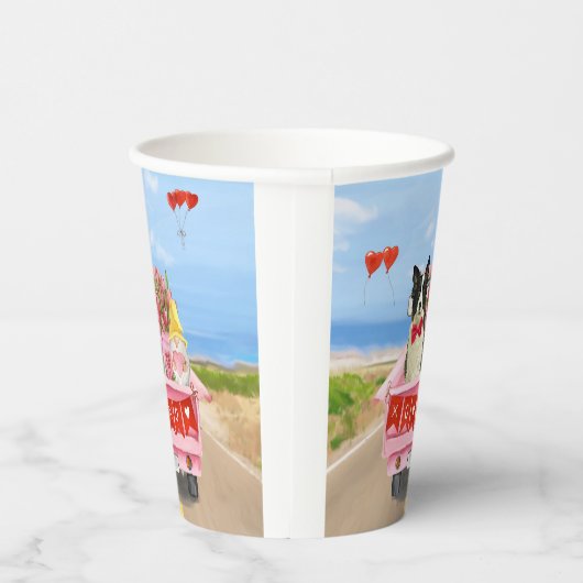 Grenz Collie Dog Valentine's Day Lkw Herz Pappbecher (Rechts)