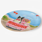 Grenz Collie Dog Valentine's Day Lkw Herz Pappteller (Schrägansicht)