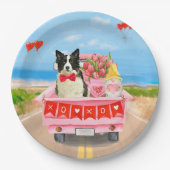 Grenz Collie Dog Valentine's Day Lkw Herz Pappteller (Vorderseite)