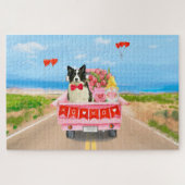 Grenz Collie Dog Valentine's Day Lkw Herz Puzzle (Horizontal)