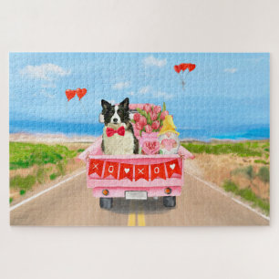 Grenz Collie Dog Valentine's Day Lkw Herz Puzzle