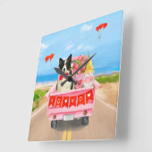 Grenz Collie Dog Valentine's Day Lkw Herz Quadratische Wanduhr (Winkel)