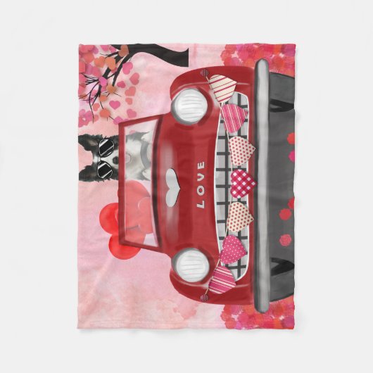 Grenz-Collie-Führer Auto mit Herz-Valentin Fleecedecke (Vorderseite)