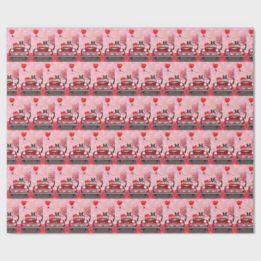 Grenz-Collie-Führer Auto mit Herz-Valentin Geschenkpapier (Flach)