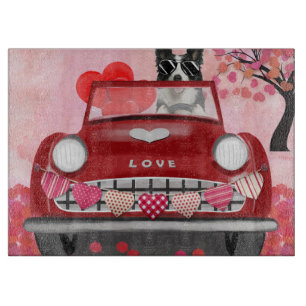 Grenz-Collie-Führer Auto mit Herz-Valentin Schneidebrett