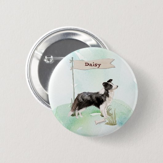 Grenz Collie Gratulation zum neuen Hund Button (Vorne & Hinten)