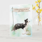 Grenz Collie Gratulation zum neuen Hund Karte (Gelbe Blume)