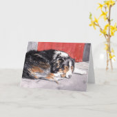 Grenz-Collie-Grußkarte Karte (Gelbe Blume)