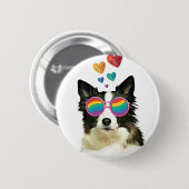 Grenz-Collie-Hund am HerzValentinstag Button (Vorne & Hinten)