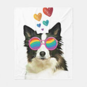 Grenz-Collie-Hund am HerzValentinstag Fleecedecke (Vorderseite)