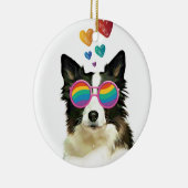 Grenz-Collie-Hund am HerzValentinstag Keramik Ornament (Rechts)