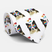 Grenz-Collie-Hund am HerzValentinstag Krawatte (Gerollt)