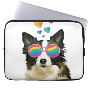 Grenz-Collie-Hund am HerzValentinstag Laptopschutzhülle