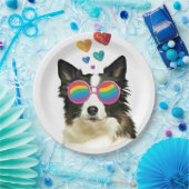 Grenz-Collie-Hund am HerzValentinstag Pappteller (Party)