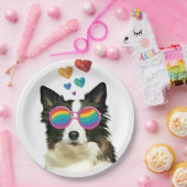 Grenz-Collie-Hund am HerzValentinstag Pappteller (Party)