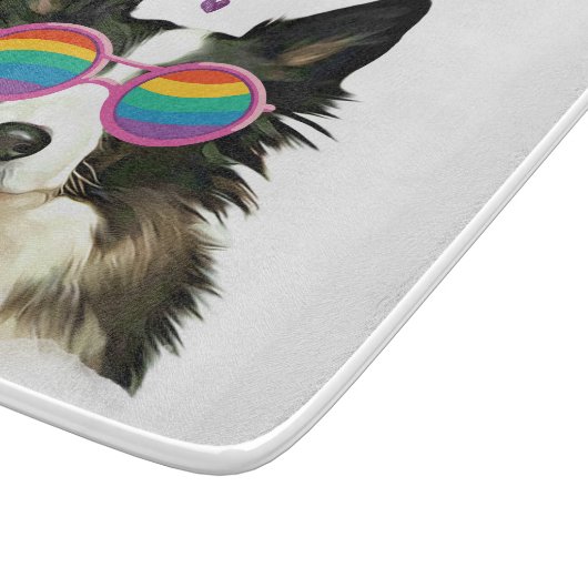 Grenz-Collie-Hund am HerzValentinstag Schneidebrett (Ecke)