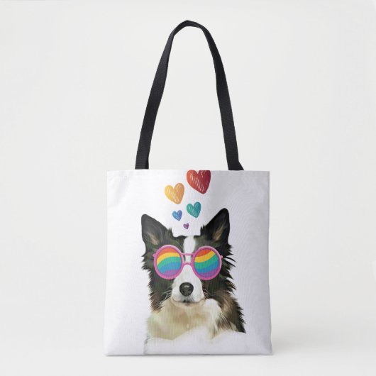 Grenz-Collie-Hund am HerzValentinstag Tasche (Vorderseite)