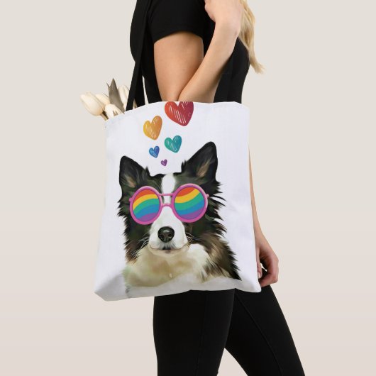 Grenz-Collie-Hund am HerzValentinstag Tasche (Von Nahem)