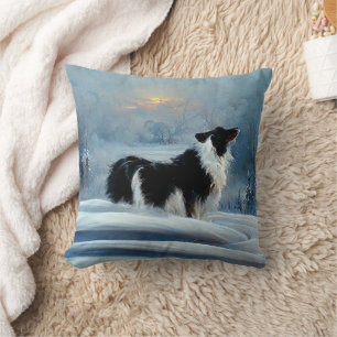 Grenz-Collie im Winter-Schneehundtier Kissen