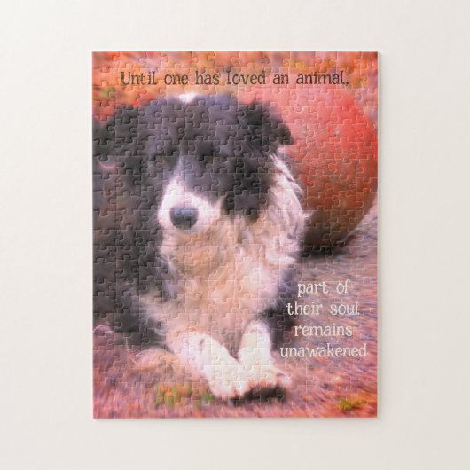 Grenz-Collie und Ball Hunde Kunst Inspiration Puzzle (Vertikal)