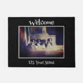 Grenz-Collie-Welpe-Öl-Malerei Empfang Fußmatte (Vorderseite)