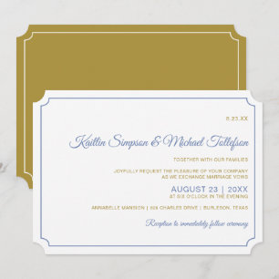 Grenz-Hochzeiten - Blue-Gray & Gold Einladung