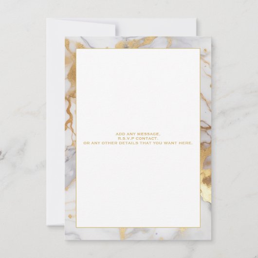 Grenz-Hochzeitsreise mit weißem und goldfarbenem M Einladung (Rückseite)