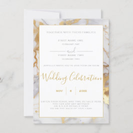 Grenz-Hochzeitsreise mit weißem und goldfarbenem M Einladung