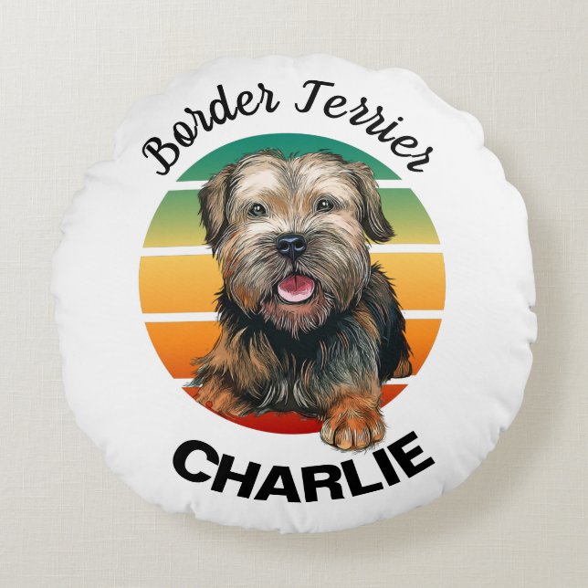 Grenz Terrier Custom Round Pillow Rundes Kissen (Vorderseite)
