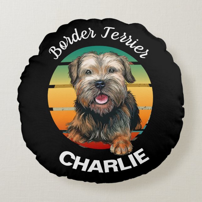 Grenz Terrier Custom Round Pillow Rundes Kissen (Vorderseite)