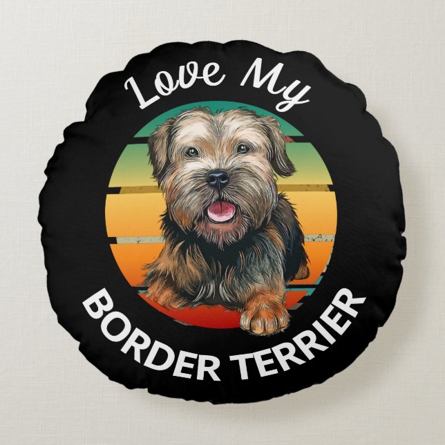 Grenz Terrier Custom Round Pillow Rundes Kissen (Vorderseite)