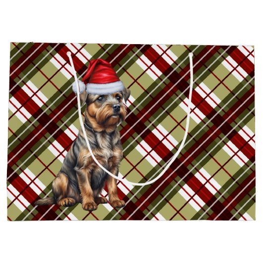 Grenz Terrier Dog Lover Rot und Grün Urlaub Große Geschenktüte (Rückseite)