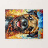Grenz Terrier Dog Portrait Akrylkkunstdruckhund Puzzle (Horizontal)