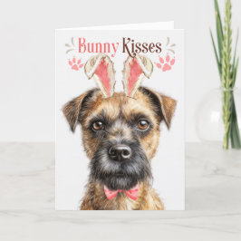 Grenz-Terrier-Hund im sonnigen Ohr für Ostern Feiertagskarte