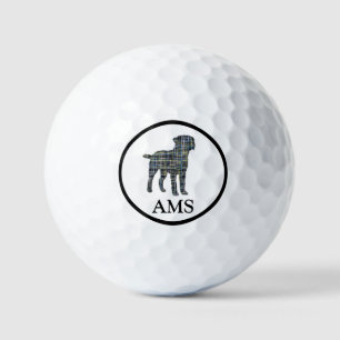 Grenz-Terrier-Hund-Silhouette Gelb & Blau Golfball