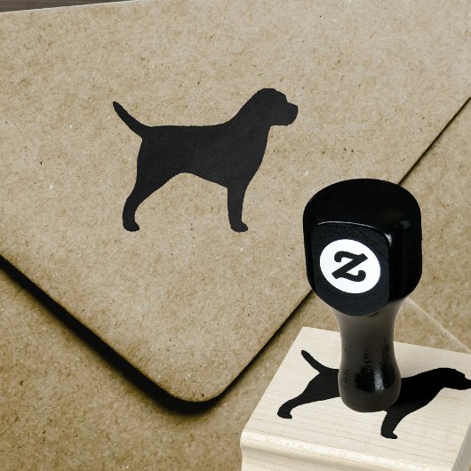 Grenz-Terrier-Hunde Silhouette Gummi-Briefmarke Gummistempel