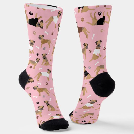 Grenz-Terrier-Knochen und Paws Socken (Gewinkelt)