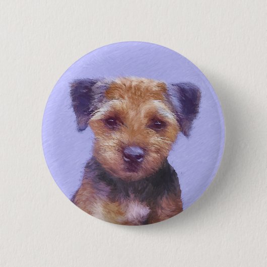 Grenz-Terrier-Malerei - Niedliche Original-Hunde-K Button (Vorderseite)