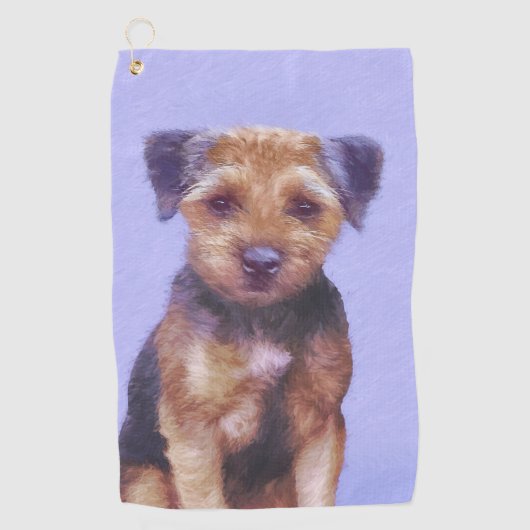 Grenz-Terrier-Malerei - Niedliche Original-Hunde-K Golfhandtuch (Vorderseite)