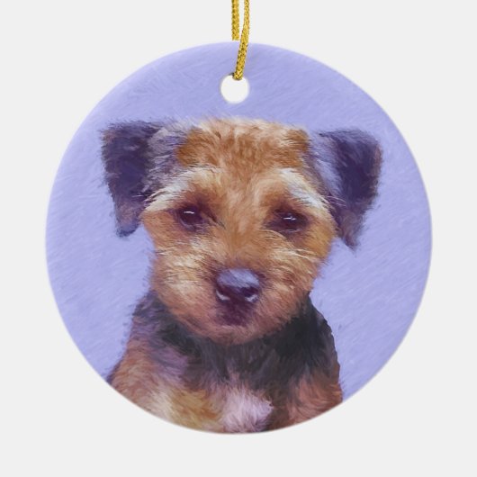 Grenz-Terrier-Malerei - Niedliche Original-Hunde-K Keramik Ornament (Vorne)