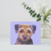 Grenz-Terrier-Malerei - Niedliche Original-Hunde-K Postkarte (Stehend Vorderseite)