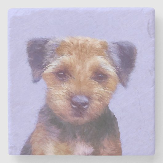 Grenz-Terrier-Malerei - Niedliche Original-Hunde-K Steinuntersetzer (Vorderseite)