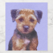 Grenz-Terrier-Malerei - Niedliche Original-Hunde-K Weinetikett (Einzelnes Label)