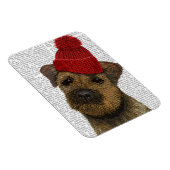 Grenz-Terrier mit Red Bobble Hat 3 Magnet (Rechte Seite)