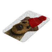 Grenz-Terrier mit Red Bobble Hat 3 Magnet (Linke Seite)