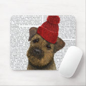 Grenz-Terrier mit Red Bobble Hat 3 Mousepad (Mit Mouse)