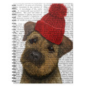 Grenz-Terrier mit Red Bobble Hat 3 Notizblock (Vorderseite)